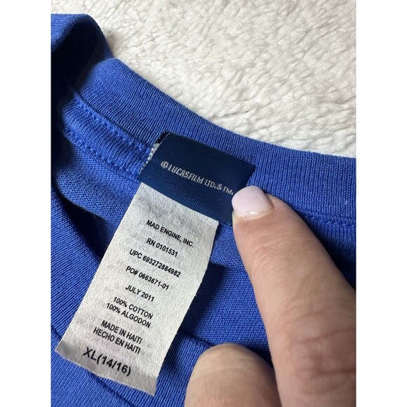 Boys STAR WARS Darth Vader “Dad’s Little Trouble Maker” Sz XL Blue T-shirt - Picture 6 of 7